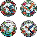 Hummingbird stained glass window sticks, set of four ... at Amazon