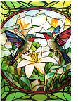 Hummingbird outdoor hanging flag stained glass design, 28x40 inches ... at Amazon